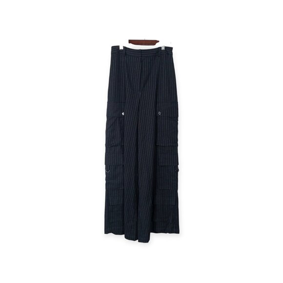 Anthropologie TwentySixHundred Navy Striped Wide Leg Dress Pants SZ 6 High Waist - Picture 1 of 14